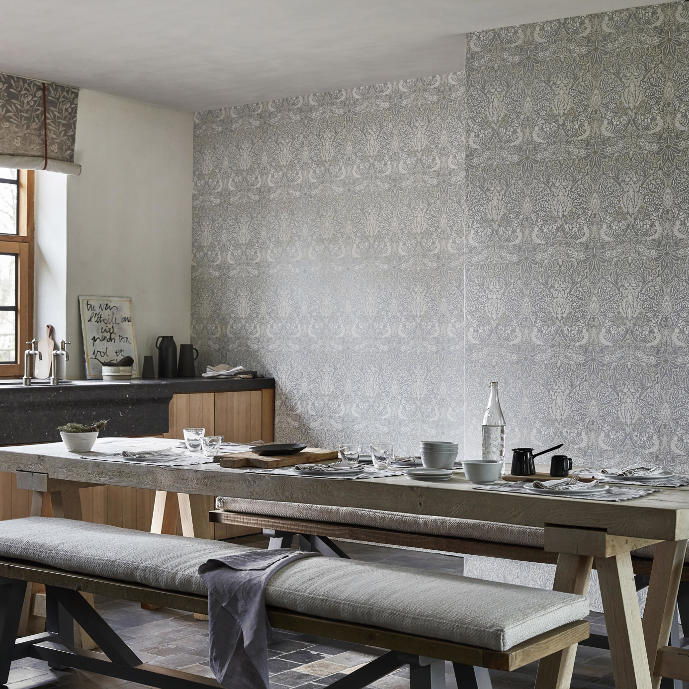 Pure Dove & Rose Grey Blue Wallpaper by MOR